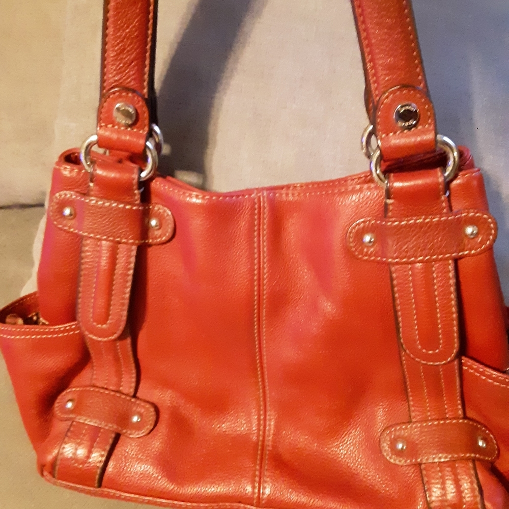 Tignanello red genuine leather shoulder bag